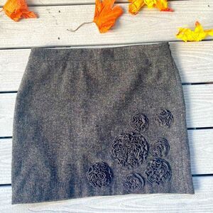 Ann Taylor Loft Woman’s Brown Tweed A-Line Skirt with Flowers Size 14 P